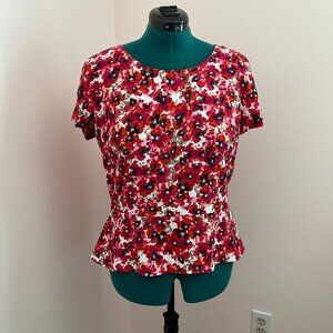 Ann Taylor Print Crepe Shortsleeve Peplum Blouse